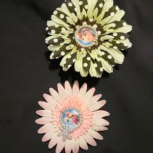 Set Of 2 New Handmade Flower Hair Clips Of Disney Frozen's Anna